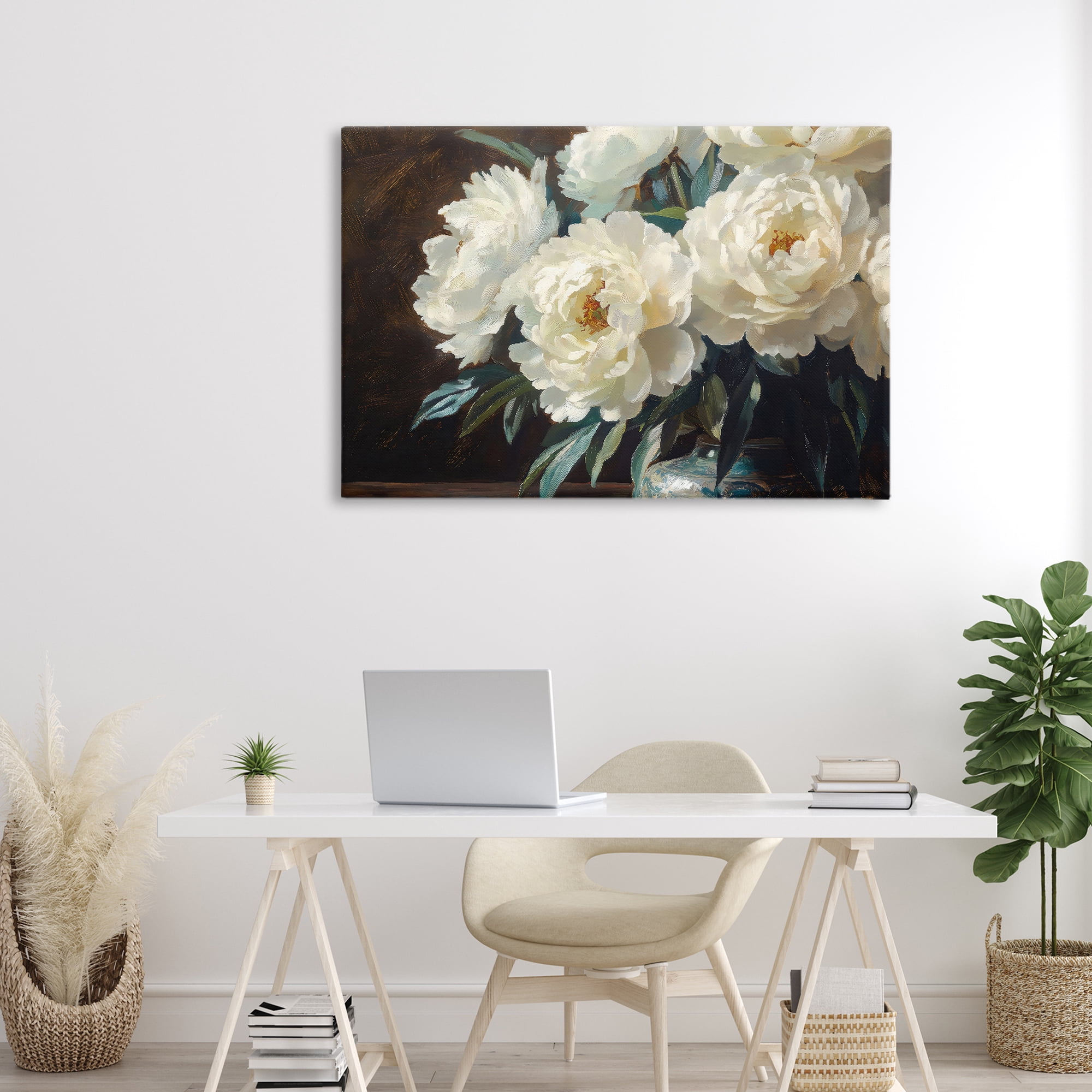 Stupell Industries Large Moody White Floral Canvas Wall Art, design by Petal Prints Design