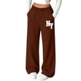 thumbnail image 2 of CYRBOKO Girls Sweatpants with Pockets, Relaxed Fit Soft Elastic Waist Casual Wide Leg Pants Coffee Size 11-12 T, 2 of 6