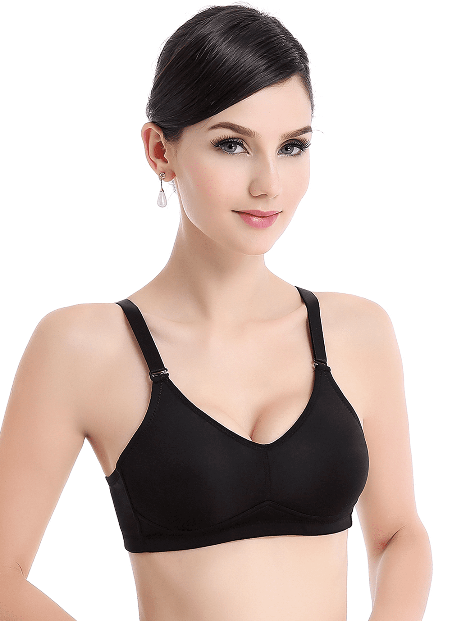BIMEI Women's Mastectomy Bra Pockets Wireless Post-Surgery for Breast Forms Everyday Bra 8318,Black, 42A