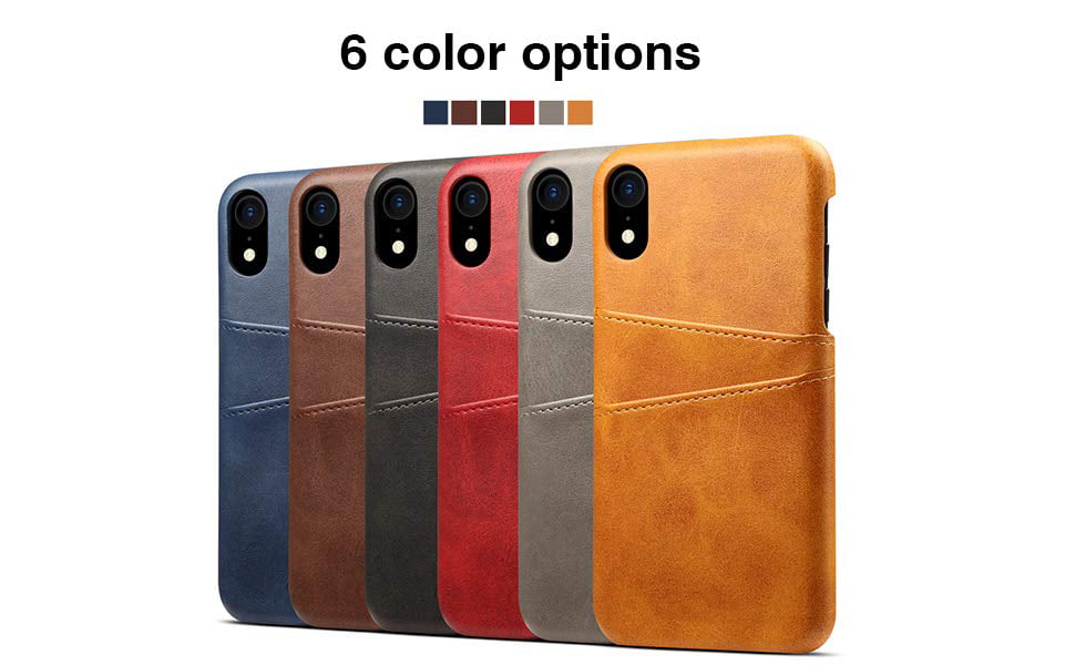 Genuine Leather Handmade Wallet Case for iPhone Xs X 8 7 7 Plus 8 Plus Slim Back Snap On Cover with Card Holder/ID Slot CRAZY HORSE Brown 