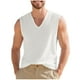 thumbnail image 2 of Camiseta sin mangas con cuello en V para hombre, color liso, informal, con cuello en V, para vacaciones, entrenamiento, camiseta sin mangas, blusa de poliéster para hombre, 2 of 9