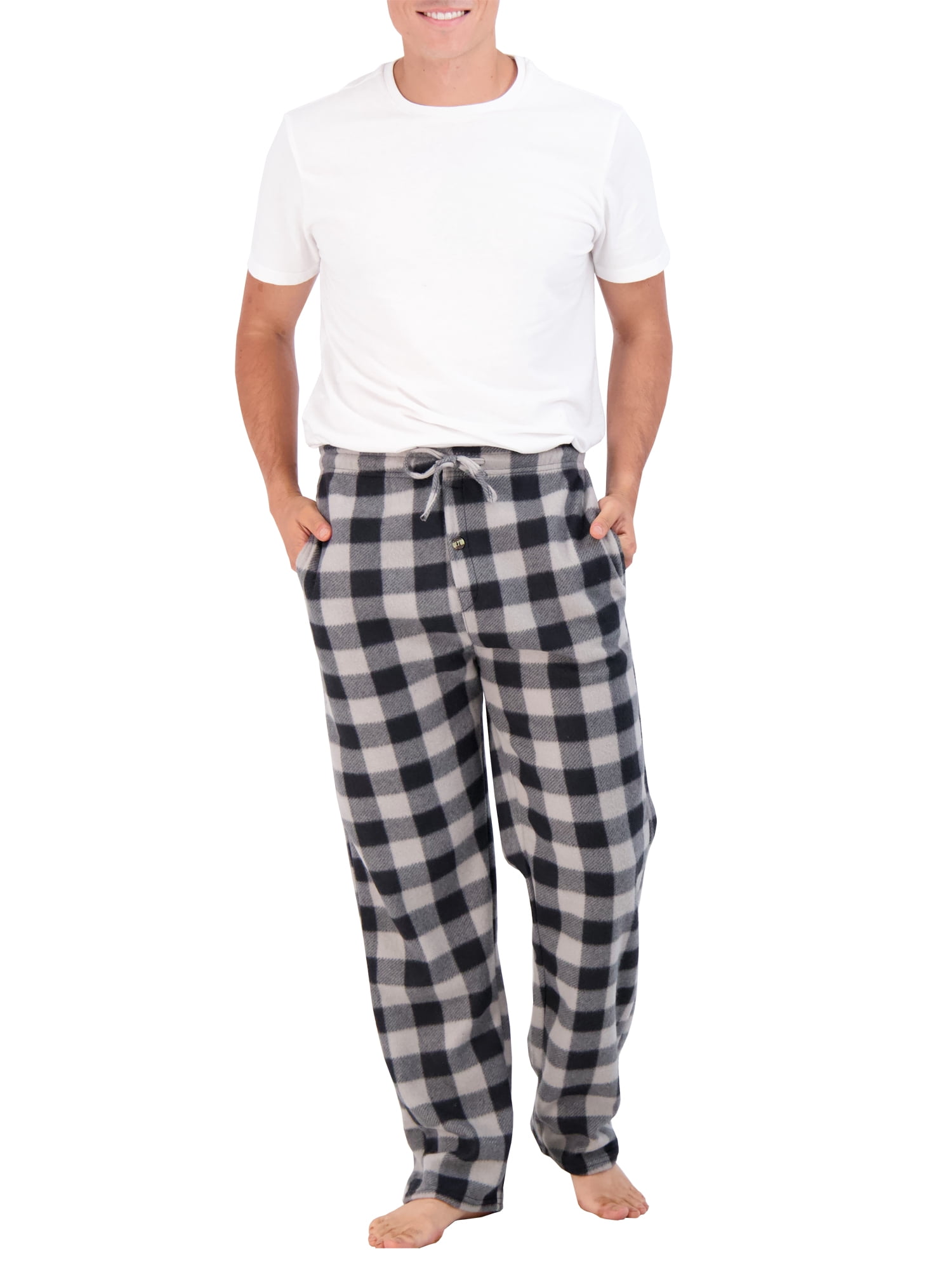 Real Essentials Men's 4-Pack Microfleece Sleep Pants, Sizes S-3XL, Mens Pajamas