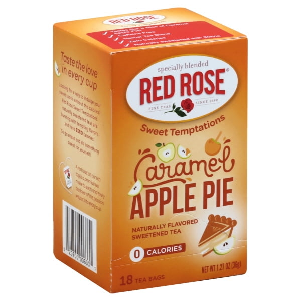 Red Rose Caffeine Free Sweet Temptations Caramel Apple Pie Tea Bags, 1.