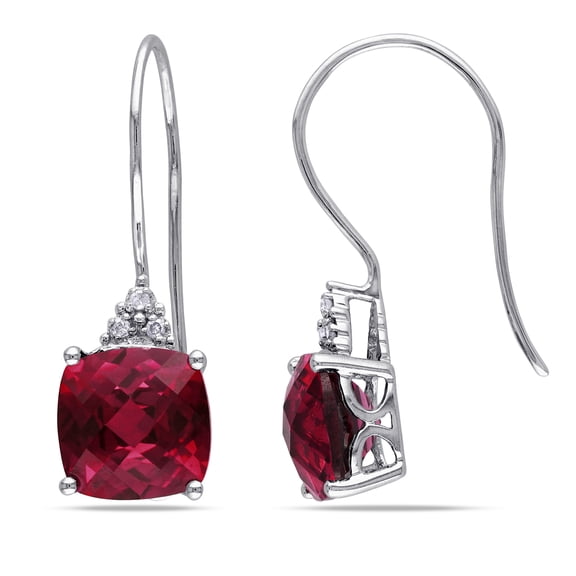 Everly Women's 5 5/8ct TGW Created Ruby Sapphire and Diamond Accent 10k White Gold Earrings
