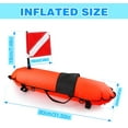 thumbnail image 6 of Buoy, Hi-Visibility Inflatable Torpedo Buoy Float Signal Floater Ball with Dive Safety Flag and 82ft Ropes for Scuba Diving, Freediving, Snorkeling, Swimming, 6 of 14