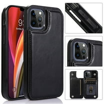 Dteck Case for Apple iPhone 12 Pro 6.1-inch,Shockproof PU Leather Wallet iPhone 12 Case Card Holder Kickstand Flip Magnetic Hybrid Rubber Back Phone Cover,Black