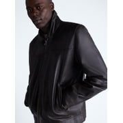 Free Assembly Men's Leather Jacket with Zip Pockets, Sizes XS-2XL