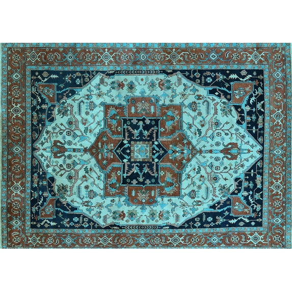 Ahgly Company Indoor Rectangle Oriental Light Blue Industrial Area Rugs, 2' x 5'
