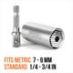 thumbnail image 4 of Juego de herramientas de enchufe RAK, empuñadura ajustable universal con adaptador, 4 of 9