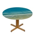 thumbnail image 3 of HAOXIT Beach Pattern Round Fitted Tablecloth,Elastic Edge,Suitable for Catering and Kitchen Can Wipe Dining round Table coverr,Blue Cream,for Round Tables 31-35, 3 of 8