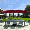 thumbnail image 3 of Clihome  15 Ft Umbrella Outdoor Rectangular Crank Market Umbrella with Base Red, 3 of 5