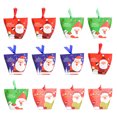 thumbnail image 4 of KAKOWELY 12 bolsas de regalo navideñas DIY con cinta, diseño de Papá Noel, caja de papel con forma de manzana de caramelo para Nochebuena (colores surtidos), 4 of 4