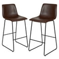 thumbnail image 2 of Merrick Lane 30 inch Faux Leather Bar Height Bucket Seat Stools in Dark Brown, Set of 2, 2 of 17
