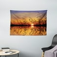thumbnail image 1 of Nature Decor Tapestry, Lake Sunset with Long Reeds Romantic Botanical Ombre like Scenery Photo Image, Wall Hanging for Bedroom Living Room Dorm Decor, 60W X 40L Inches, Multicolor, by Ambesonne, 1 of 2