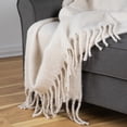 thumbnail image 3 of Northlight Cream Brushed Woven Throw Blanket with Fringe 50" x 60", 3 of 6