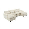 thumbnail image 5 of U-Shaped Sectional Sofa Couch Set, Modern Large Chenille Upholstered 4 Seater Sofa with Double Chaise and Padded Cushions, Modular Sectional Sofa Extra Wide Chaise Lounge for Living Room, Beige, 5 of 7