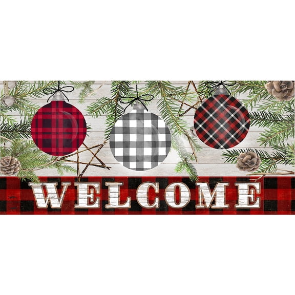Briarwood Lane Christmas Patterned Ornaments Mini Mat 22x10 Indoor Outdoor For Christmas Doormat