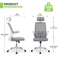 thumbnail image 5 of Magshion Set of 2 Ergonomic Office Chair, Adjustable High Back Computer Seat with Headrest & Armrest for Home, Grey, 5 of 11