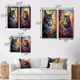 thumbnail image 4 of Designart "Majestic Cat Portrait with Flowers III" Animals Cat Framed Wall Art Set Of 2 - Children's Art Yellow Frame Gallery Set For Office Decor, 4 of 6