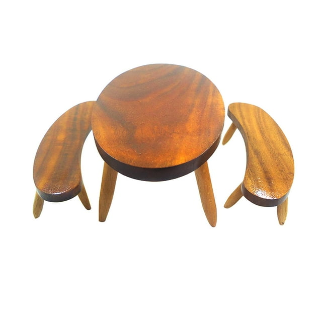 lionlar Miniature Desk Stool Decorations Multipurpose Wooden 1:12 Scale Table Chairs Set