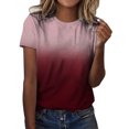 thumbnail image 2 of Blouses for Women Casual Fashion Pullover Short Sleeve Round-Neck Blouses Print Womens T-shirt on Gifts Summer Vacation Beach Fashion, 2 of 4