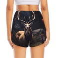 thumbnail image 4 of Uemuo Regal Stag In Forest Pattern Women's Athletic Shorts High Waisted Running Shorts with Liner Pockets Gym Elastic Workout Shorts-Small, 4 of 9