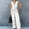 thumbnail image 6 of Cagogo Women's 2 Piece Outfits Sleeveless Tank Top Wide Leg Pants Set Casual Boho Beach Summer Loose V Neck Tops Flowy Pants Lounge Travel Matching Tracksuits, White M, 6 of 9