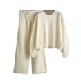 thumbnail image 4 of Faithtur Ensemble Décontracté pour Femmes, Chandail d'Hiver Uni à Col Rond et Pantalon à Jambe Grand, Tenues d'Hiver 2 Pcs, 4 of 5