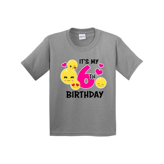 Inktastic Its My 6th Birthday with Smiling Emoticons Youth T-Shirt