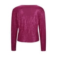 thumbnail image 1 of Womens Spring Jacket,Round Neck Long Sleeve Solid Color Cardigan Casual Versatile Sequin Jacket, 1 of 4