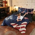thumbnail image 4 of Manfei Vintage US Flag Butterfly Twin Bedding, Patriotic Independence Day Bedding Comforter Set, Red White Blue, Black Reversible 7 Pieces, 4 of 6