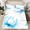 thumbnail image 2 of Castle Fairy Chic Floral Blossom 3Pcs Twin Sheet Sets for Teens Women Girls,Green Blue White Twin Fitted Sheet,Botanical Plants Breathable Flat Sheet,Luxury Bedroom Decor, 2 of 7