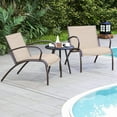 thumbnail image 4 of Canddidliike 3 Piece Patio Metal Aluminum Wide Armchair and Table Set, Patio Conversation Set for Outdoor, Rusic Brown, 4 of 10
