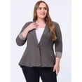 thumbnail image 2 of Blazer de talgrande pamujer con solacon muescas, dobladillo con volantes y péplum, paNavidad gris 5X, 2 of 5