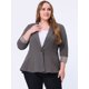 thumbnail image 2 of Blazer de talgrande pamujer con solacon muescas, dobladillo con volantes y péplum, paNavidad gris 5X, 2 of 5