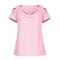 thumbnail image 4 of fatyb Cold Shoulder Tops for Women Short Sleeve Eyelet Shirts V Neck Hollow out Casual Blouses Summer, 4 of 6