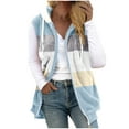 thumbnail image 3 of Juebong Womens Fleece Vest Color Block Casual Sleeveless Fuzzy Sherpa Hoodie Jacket Fall Winter Warm Outerwear Vests with Pockets Light Blue,S, 3 of 6