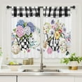 thumbnail image 4 of Spring Floral Kitchen Curtains Rustic Hydrangeas Buffalo Plaid Colorful Flowers Leaf Plant Farmhouse Vintage Rod Pocket Country Bedroom Living Room Treatment Fabric 2 Panels 27.5Wx39H Inch, 4 of 6