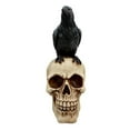 thumbnail image 2 of Zombie Raven Scavenger Crow Perching On Wretched Skull Decorative Figurine 8"H, 2 of 4