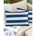 thumbnail image 2 of Outdoor Waterproof Throw Pillow Covers Set of 2 Navy Blue White Stripe Decorative Pillowcases Lumbar Outdoor Pillows Cushion Case 20x12 Inch Simple Style Striped Patio Pillows for Couch Sofa Bed, 2 of 9