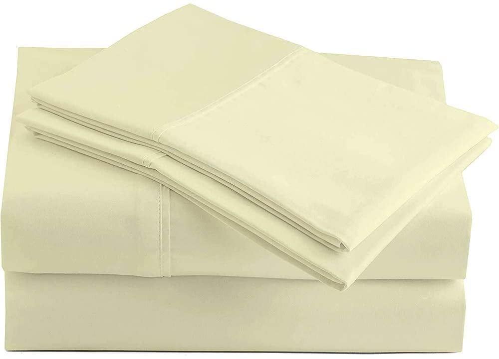 1000TC Egyptian Cotton Extra Deep Pocket Fitted Sheet 15"TO30" Ivory Striped. 