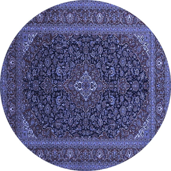 Ahgly Company Machine Washable Indoor Round Persian Blue Traditional Area Rugs, 5' Round