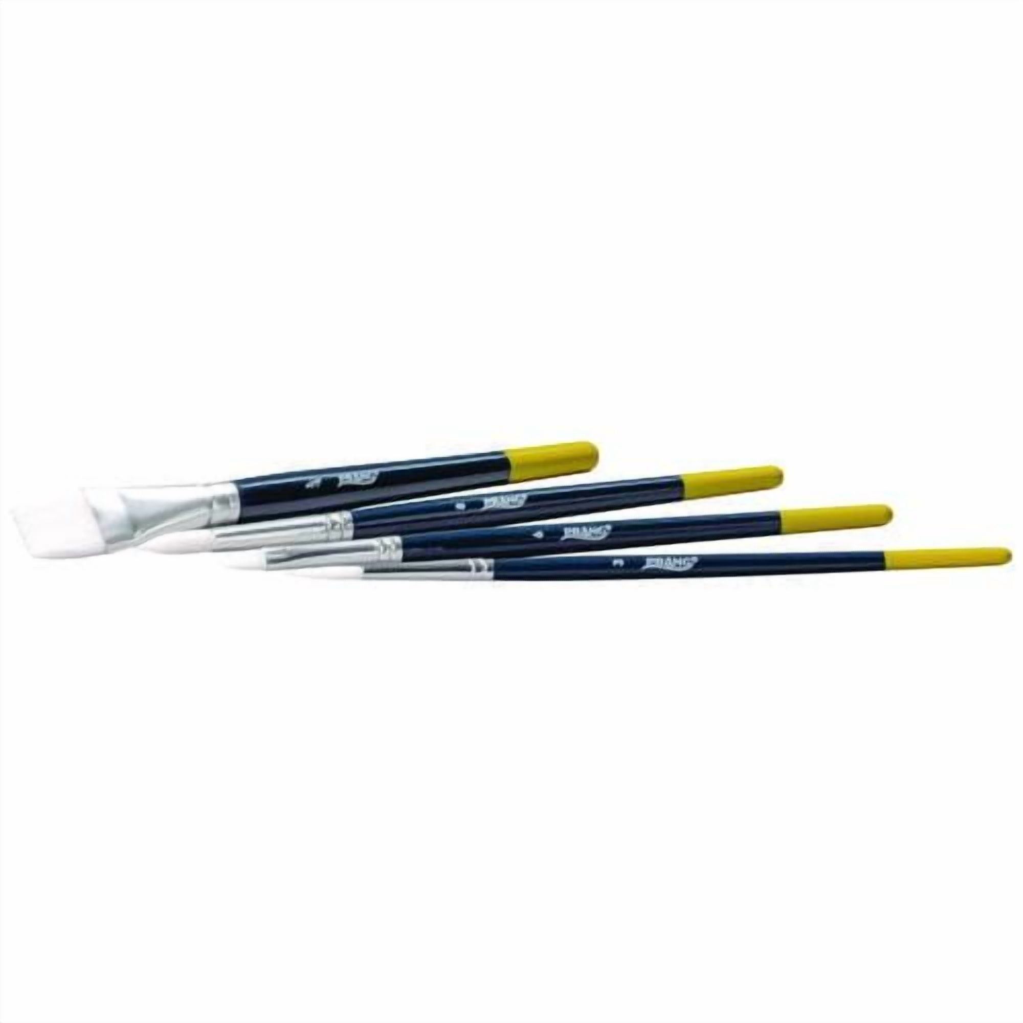 Hobby Four-Brush Set, Assorted, Synthetic, Flat; Round, 4/pack | Bundle of 5