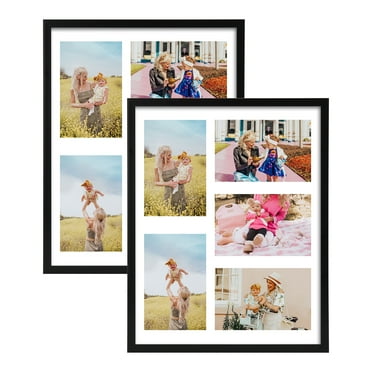 2 Pack 5 Opening 4x6 Collage Picture Frame, Black Photo Frame with Mat Horizontal and Vertical for Wall Mounted