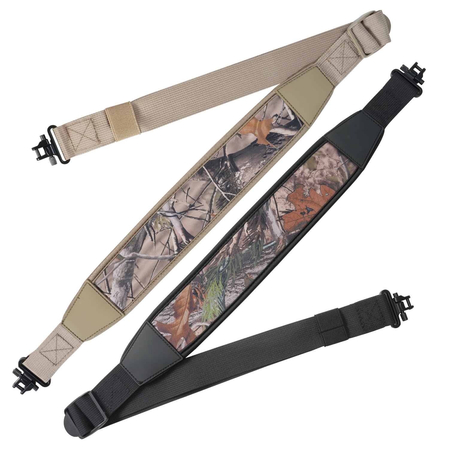 2-Pack Rifle Sling Adjustable with Swivels – Soft Neoprene Padded Two Point Gun Strap for Hunting & Outdoor 34.2-43.3in (Camo/Black)