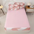 thumbnail image 4 of Homewish Happy Halloween Ghost Zipper Full Size Comforter Sets with Fitted Sheet and 2 Pillowcases,Silhouette Bat Web Print Zipper Bedding Set,Light Pink Black,Pink Reversible,4pcs, 4 of 7