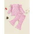 thumbnail image 4 of Suealasg Baby Girl 2Pcs Fall Outfits Ruffle Long Sleeve Cherry Print Tops + Flare Pants Set 6M 1T 2T 3T Toddler Girl Autumn Clothes, 4 of 8