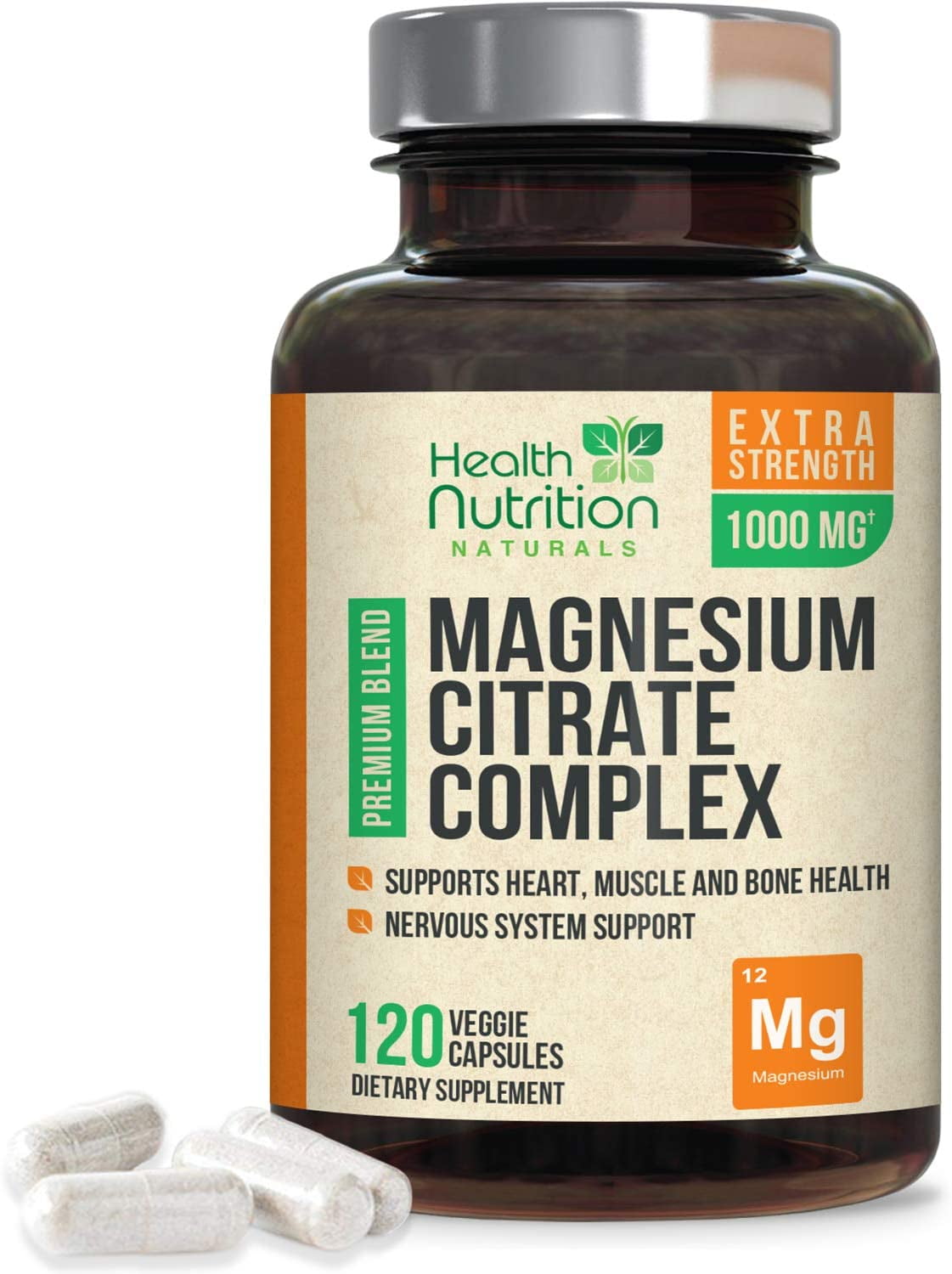 Health Nutrition Magnesium Citrate Capsules 100 Chelated for High