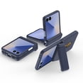 thumbnail image 5 of Allytechgroup Case for Samsung Galaxy Z Flip 5, Shockproof Rigid Plastic Flip Cover with Card Slot, Built-in Kickstand Anti-Scratch & Drop Protection Foldable Phone Accessory for Women Men, Darkblue, 5 of 7