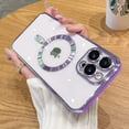 thumbnail image 1 of Magnetic Plating Case For iPhone 15 14 16 13 12 11 Pro Max With Camera Lens Protector Glass For Magsafe Wireless Charger Cover Purple For iPhone 11Pro Max, 1 of 6